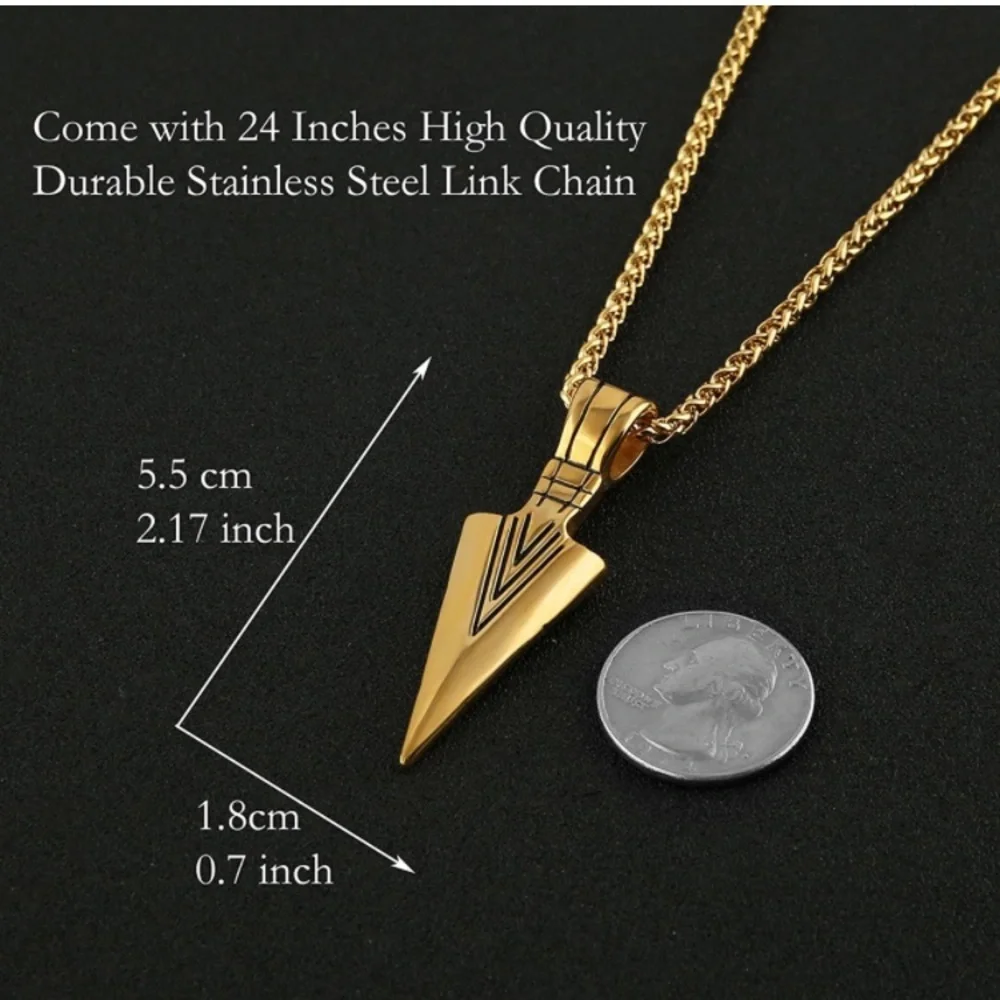 Gold Arrow 316 Stainless Steel Pendant Necklace